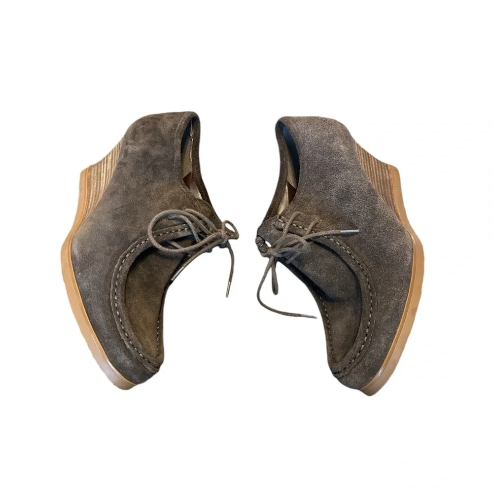 Lauren Ralph Lauren Women’s Denver Wedge Brown Suede Lace‎ Up Booties Size 7.5B